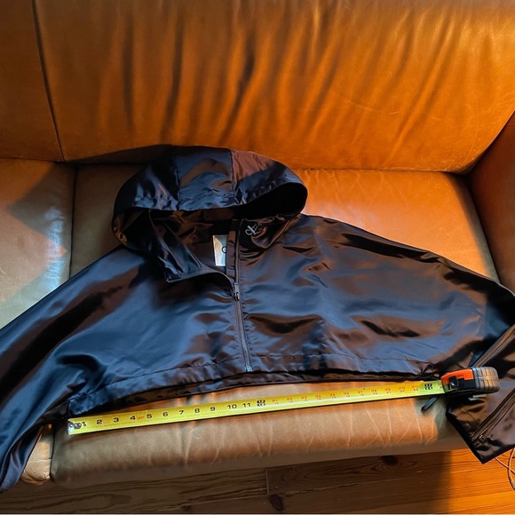 COS cropped hooded nylon crop jacket navy sleeve zip sporty luxe designer - Picture 14 of 15